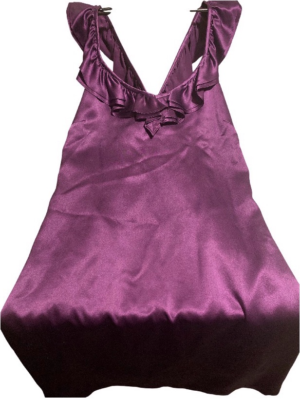 Gianni Bini Silk Satin Ruffled V-Neck Mini Dress In Dark Deep Purple